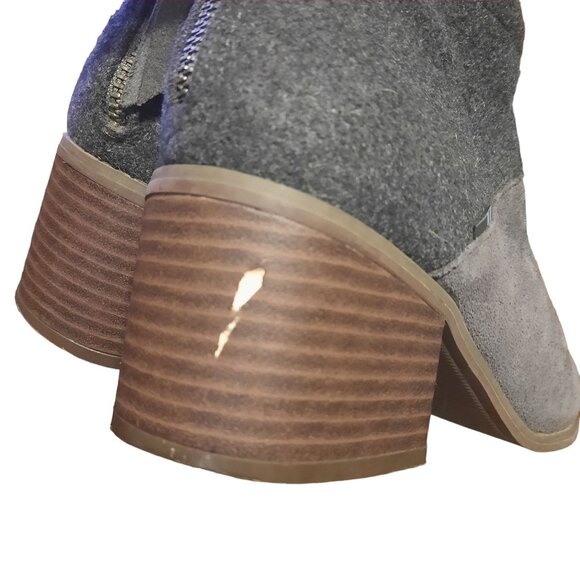 TOMS Lacy Suede Block Heel Ankle Bootie - Picture 7 of 11